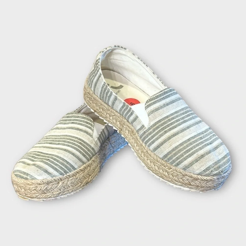 Report Nahla Striped Espadrille Platform Flats Size 6 - Picture 2 of 10